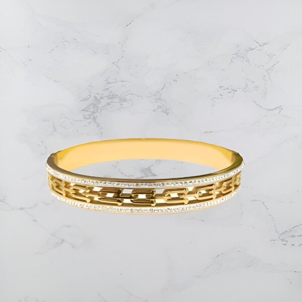 Gold Zircon U shape Design Bracelet - Image 5
