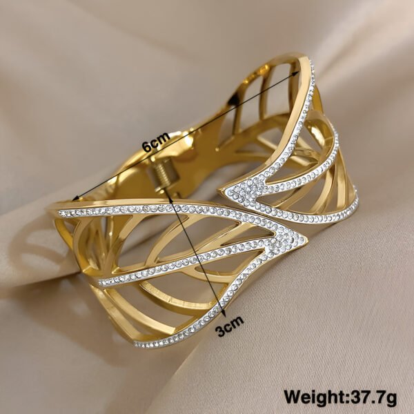 Broad Cross Leaf with Zircon Bracelet - Image 3