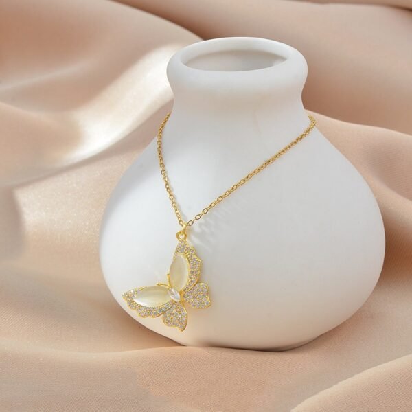 Opal Crystal Butterfly Necklace - Image 4