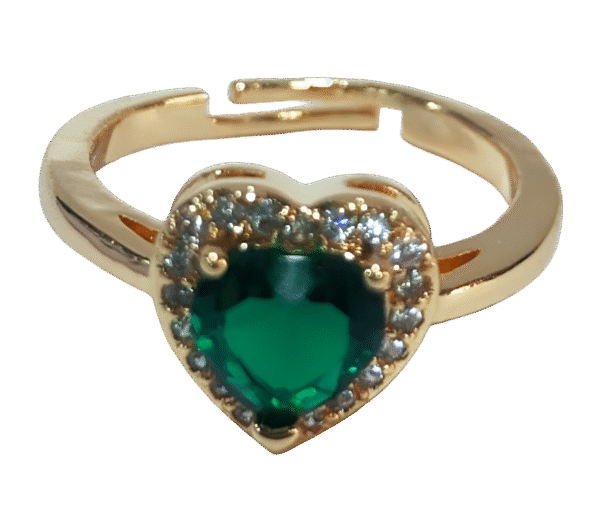 Heart-Shaped Green Zircon Adjustable Ring