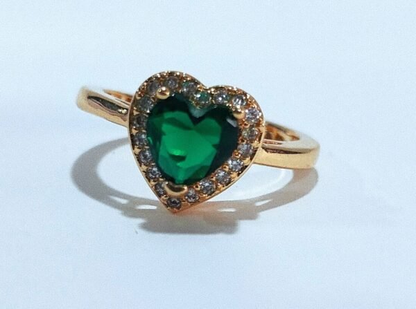 Heart-Shaped Green Zircon Adjustable Ring - Image 6