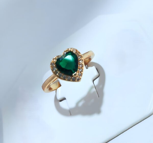 Heart-Shaped Green Zircon Adjustable Ring - Image 8