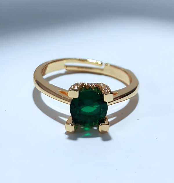 Green Zircon Solitaire Adjustable Ring - Image 5