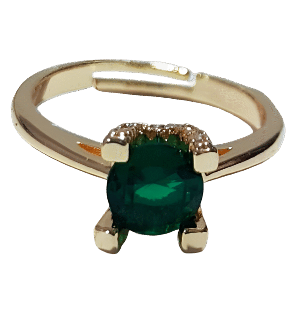 Green Zircon Solitaire Adjustable Ring