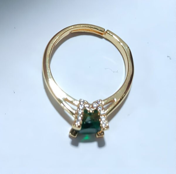 Green Zircon Solitaire Adjustable Ring - Image 4