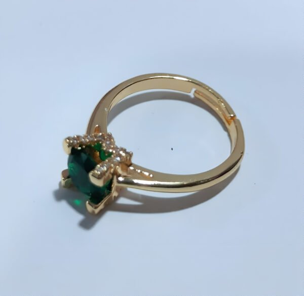 Green Zircon Solitaire Adjustable Ring - Image 6
