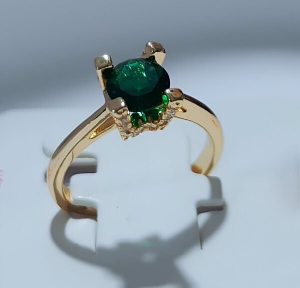 Green Zircon Solitaire Adjustable Ring - Image 2