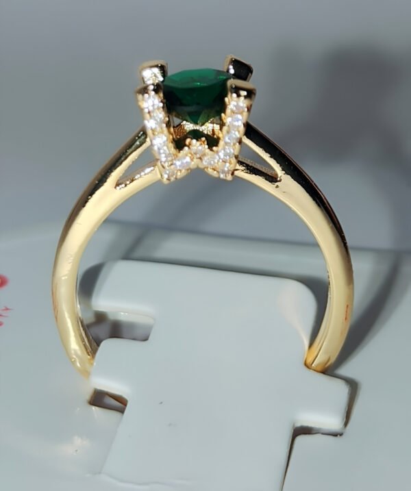 Green Zircon Solitaire Adjustable Ring - Image 3
