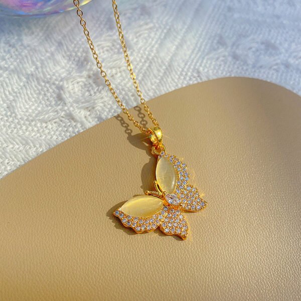 Opal Crystal Butterfly Necklace - Image 2