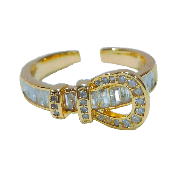 White Stone Buckle Adjustable Ring - Image 2
