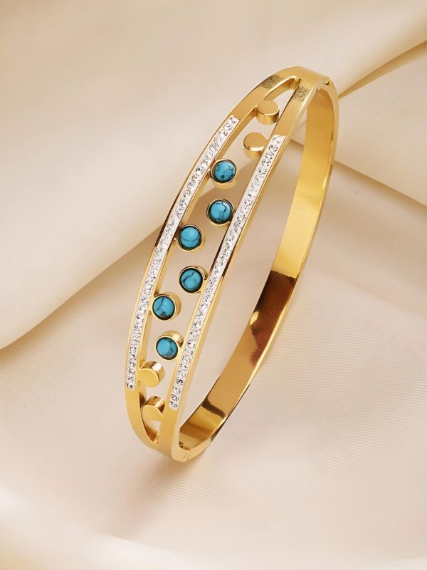 Zircon Dot Lined & Blue/White stone Bracelet - Image 7