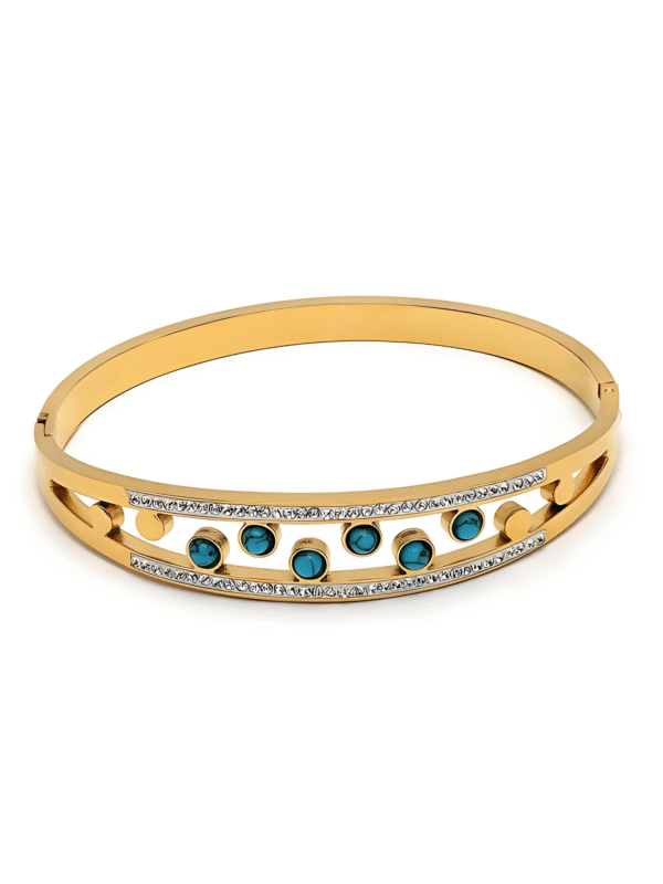 Zircon Dot Lined & Blue/White stone Bracelet - Image 8