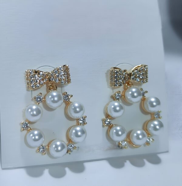 Bow & Pearl Hoop - Image 6