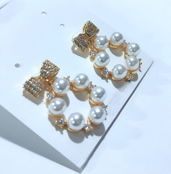 Bow & Pearl Hoop - Image 3