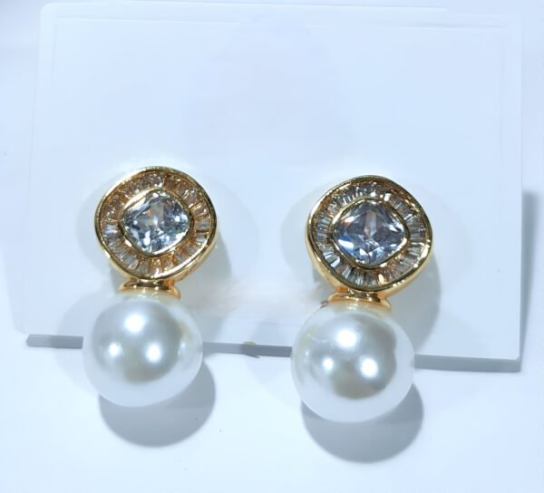 Pearl & Crystal Stud Earrings - Image 3