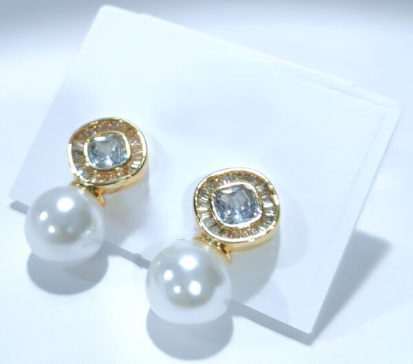 Pearl & Crystal Stud Earrings - Image 4