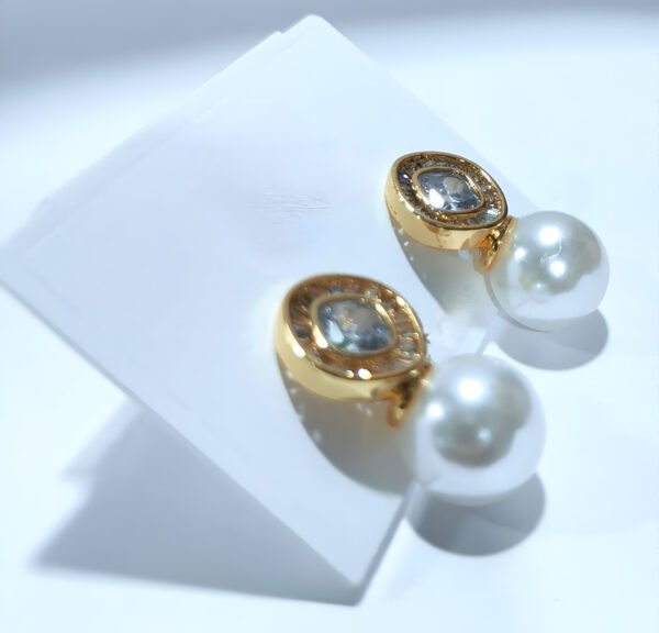 Pearl & Crystal Stud Earrings - Image 5