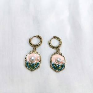 Enamel Pearl Drop Earrings