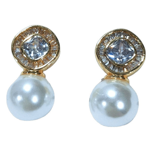Pearl & Crystal Stud Earrings - Image 2