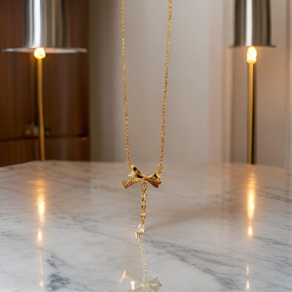 Bow Lily Pendant Necklace - Image 6
