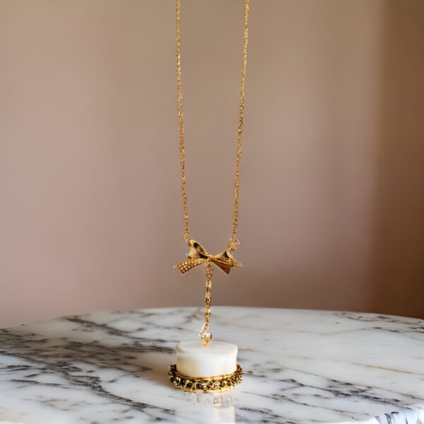 Bow Lily Pendant Necklace - Image 8