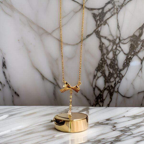Bow Lily Pendant Necklace - Image 2