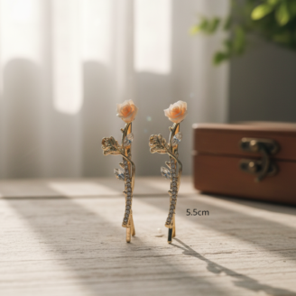 Crystal Rose Hair Clips — Pink Enamel