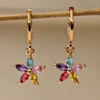 Gold Rainbow Flower Drop