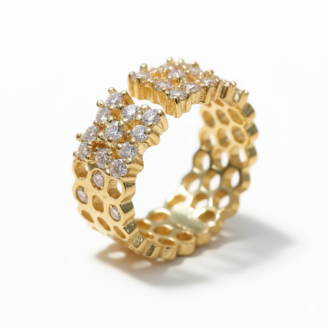 Dual Pavé Cluster Ring